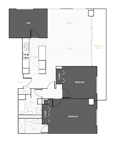 Floor Plan  Floorplan for 2 bedroom 2 bath