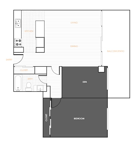 Floor Plan  Floorplan for 1 bedroom 1 bath