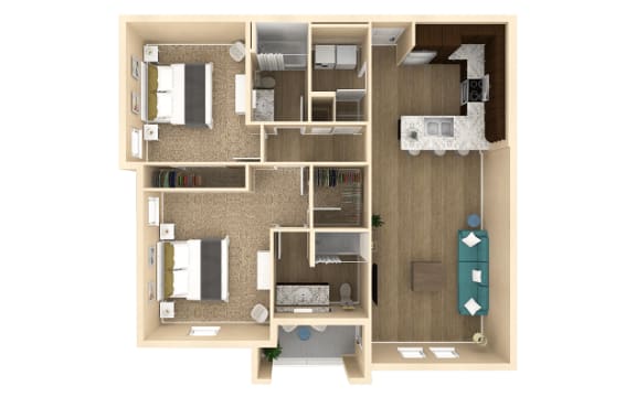Floor Plan  2 bed 2 bath Palm Floor Plan with 1140 square feet at The Oasis at Cypress Woods, Fort Myers, FL
