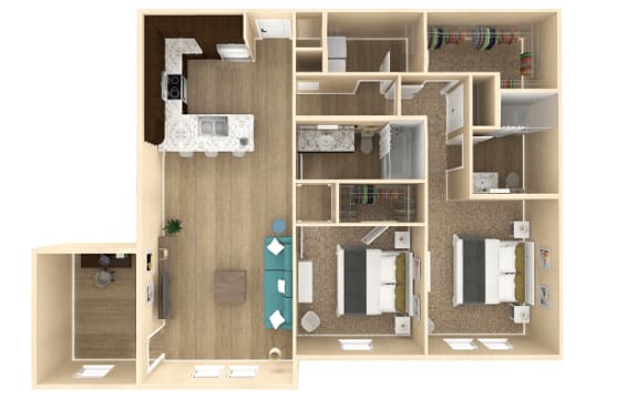 Floor Plan  2 bed 2 bath Oasis Floor Plan with 1298 square feet at The Oasis at Cypress Woods, Fort Myers, Florida