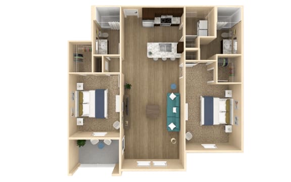 Floor Plan  2 bed 2 bath Serenity Floor Plan with 1156 square feet at The Oasis at Cypress Woods, Fort Myers