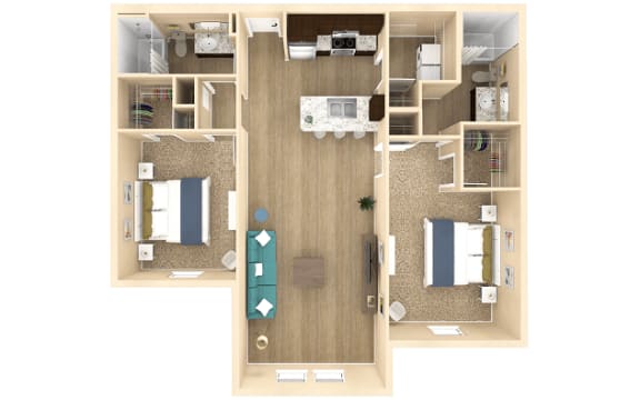 Floor Plan  2 bed 2 bath Haven Floor plan with 1129 square feet at The Oasis at Cypress Woods, Florida
