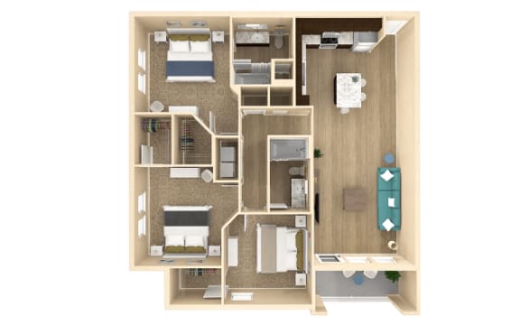 Floor Plan  3 bed 2 bath Vista Floor Plan with 1332 square feet at The Oasis at Cypress Woods, Fort Myers, FL, 33966