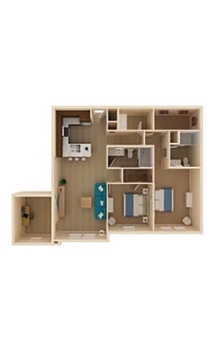 Floor Plan  2 bed 2 bath Oasis III Floor Plan at The Oasis at Moss Park Preserve, Orlando, FL
