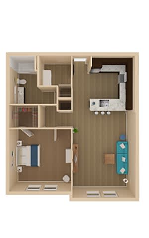 Floor Plan  1 bed 1 bath Sanctuary Floor Plan at The Oasis at Moss Park Preserve, Florida