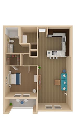 Floor Plan  1 bed 1 bath Horizon Floor Plan at The Oasis at Moss Park Preserve, Florida, 32832