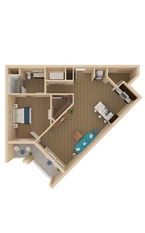 Floor Plan  1 bed 1 bath Haven Floor Plan at The Oasis at Moss Park Preserve, Orlando, FL
