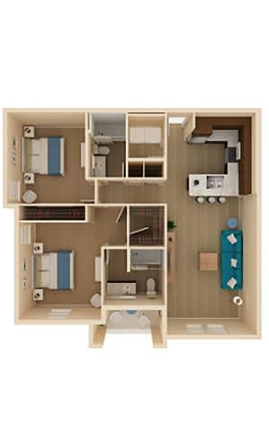 Floor Plan  2 bed 2 bath Allure Floor Plan at The Oasis at Moss Park Preserve, Orlando
