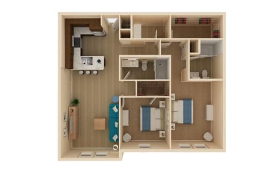 Floor Plan  2 bed 2 bath Oasis Floor Plan at The Oasis at Moss Park Preserve, Florida
