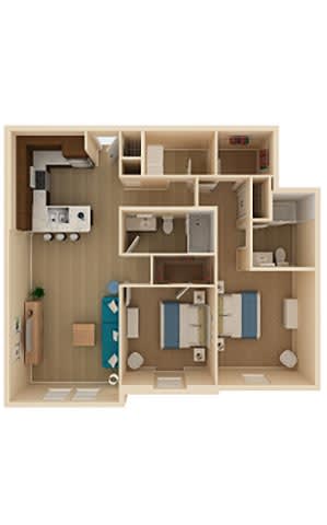 Floor Plan  2 bed 2 bath Oasis II Floor Plan at The Oasis at Moss Park Preserve, Florida, 32832