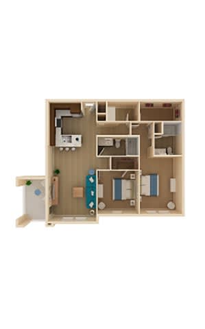 Floor Plan  2 bed 2 bath Mirage Floor Plan at The Oasis at Moss Park Preserve, Orlando, FL, 32832