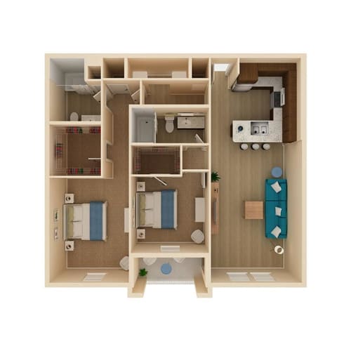 Floor Plan  2 bed 2 bath Mirage II Floor Plan at The Oasis at Moss Park Preserve, Florida, 32832