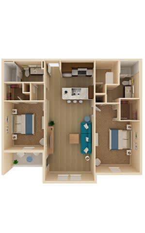 Floor Plan  2 bed 2 bath Palm II Floor Plan at The Oasis at Moss Park Preserve, Orlando, Florida