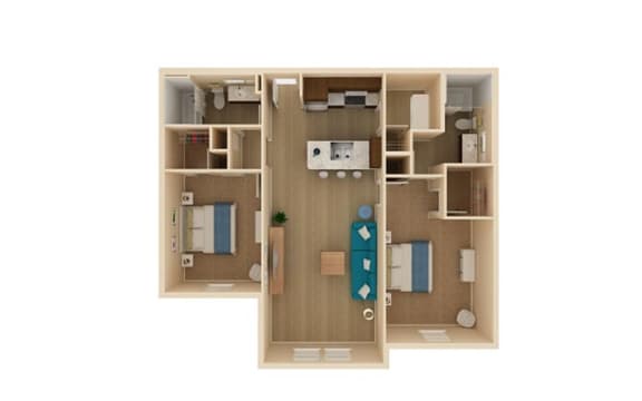 Floor Plan  2 bed 2 bath Serenity Floor Plan at The Oasis at Moss Park Preserve, Orlando, Florida