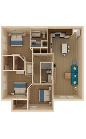 Floor Plan  3 bed 2 bath Retreat Floor Plan at The Oasis at Moss Park Preserve, Florida