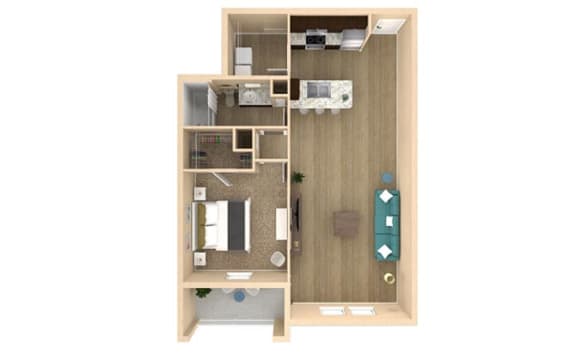 Floor Plan  1 bed 1 bath Horizon I Floor Plan with 889 square feet at The Oasis at Lakewood Ranch, Bradenton, FL, 34211