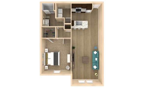 Floor Plan  1 bed 1 bath Sanctuary Floor Plan with 918 square feet at The Oasis at Lakewood Ranch, Bradenton, 34211