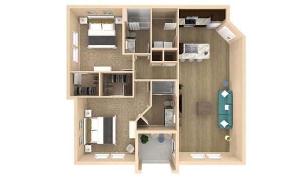 Floor Plan  2 bed 2 bath Palm Floor Plan with 1130 square feet at The Oasis at Lakewood Ranch, Bradenton