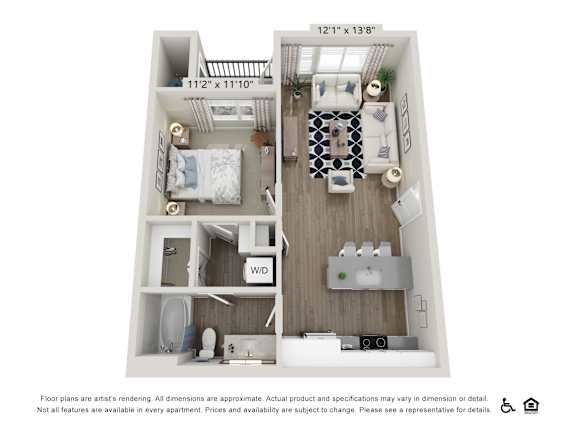 Floor Plan  1 Bedroom 1 Bath Apartment Floor Plan at View on Centennial
