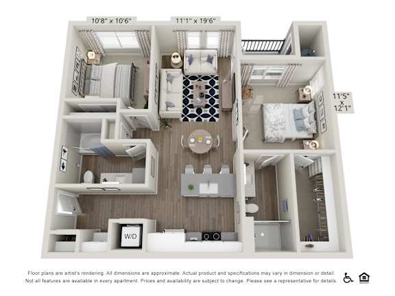 Floor Plan  2 Bedroom 2 Bath Apartment Floor Plan at View on Centennial