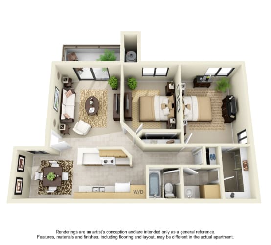 Floor Plan  Village Park Apartments in Encinitas, CA has spacious 1 & 2 bedroom floorplans offering natural bright light,