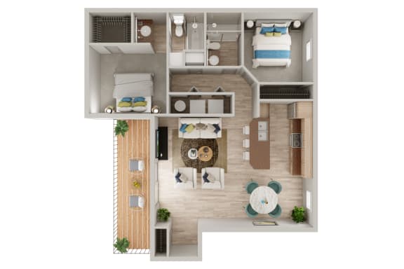 Floor Plan  a stylized floor plan with a bedroom and a living room