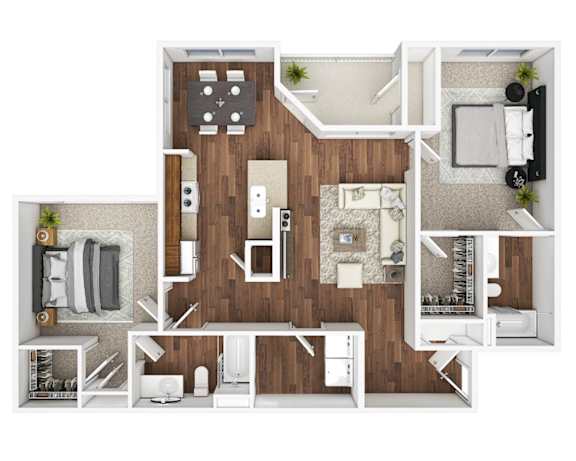 Floor Plan  A top-down view of a house layout with a kitchen, living room, and bathroom.