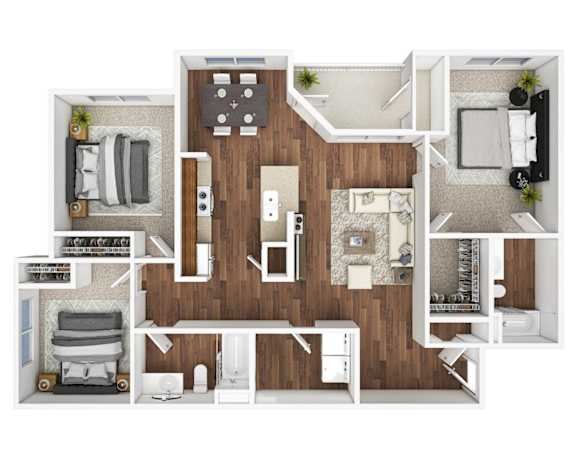 Floor Plan  A floor plan of a house with a kitchen, living room, and bathroom.