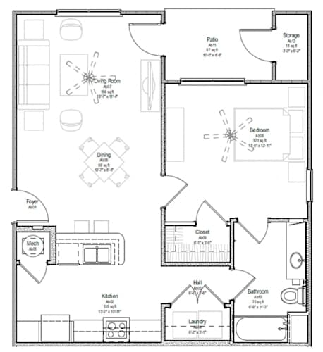 Floor Plan  A floor plan of a house with labeled rooms such as Bedroom, Kitchen, and Bathroom.