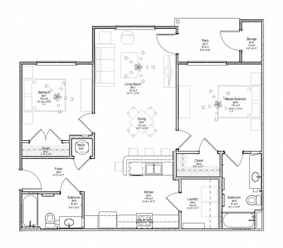 Floor Plan  A black and white floor plan of a house with labeled rooms.
