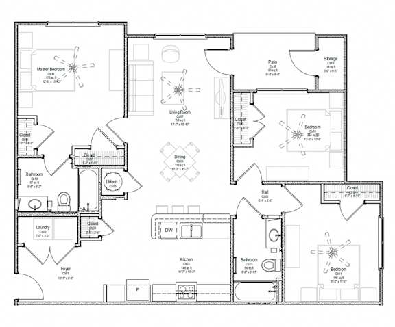 Floor Plan  A black and white floor plan of a house with labeled rooms.