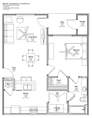Floor Plan  1 Bedroom | 30% AMI