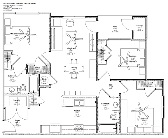 Floor Plan  3 Bedrooms | 30% AMI