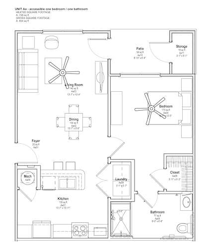 Floor Plan  1 Bedroom apartment at Parkside at Hudson