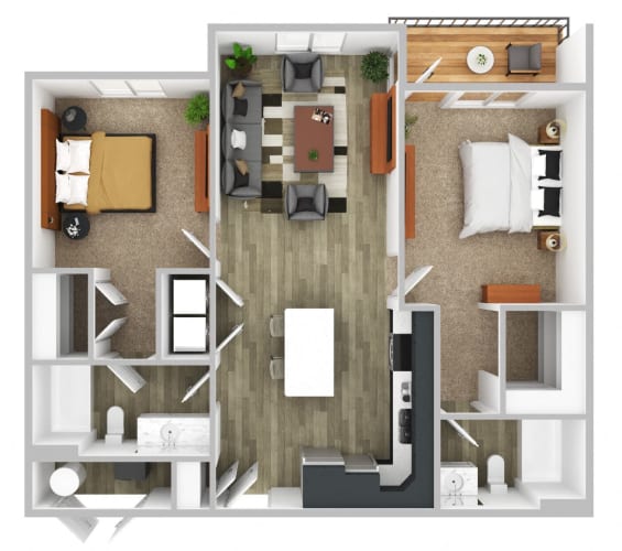 Floor Plan  a1 floor plan  1 bedroom with 2 baths  129