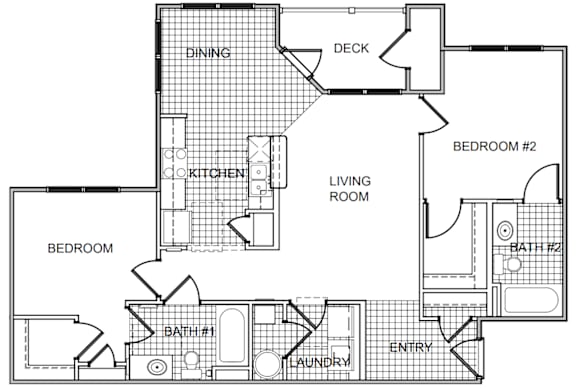 Floor Plan  A black and white floor plan of a house with labeled rooms.