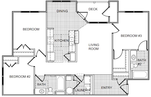 Floor Plan  A black and white floor plan of a house with labeled rooms.