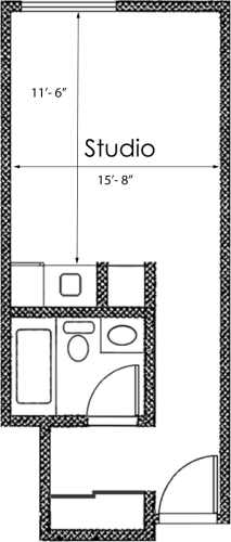 Floor Plan  BACHELOR 1BA - FLOOR PLAN D - 1400 MIDVALE