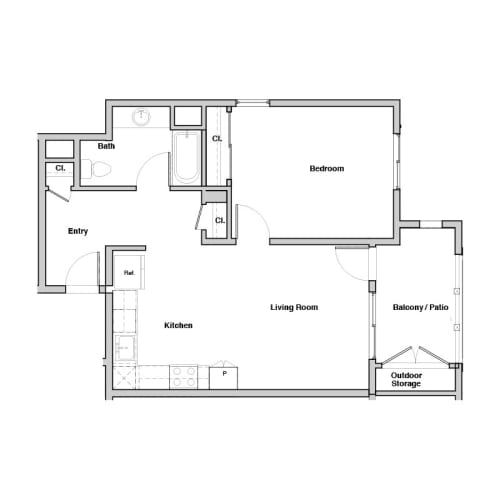Floor Plan  1 Bedroom 1 Bathroom Floor Plan