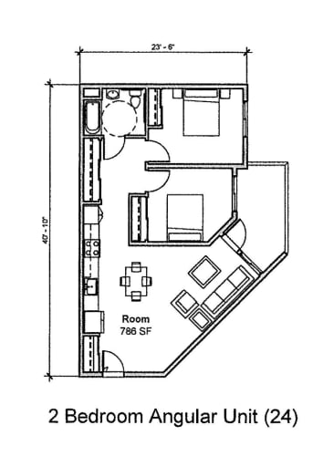 Floor Plan  456 West 2 Bedroom Floorplan A