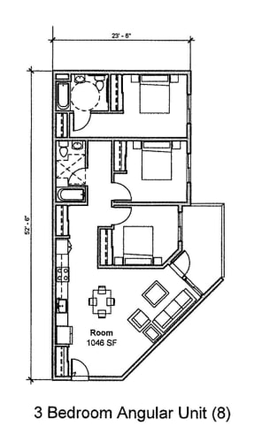 Floor Plan  456 West 3 Bedroom Floorplan A