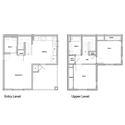 Floor Plan  2 Level 2 Bedroom 2 Bathroom Floorplan