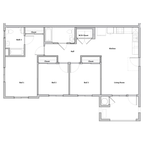 Floor Plan  3 Bedroom 2 Bathroom Floor Plan