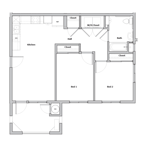 Floor Plan  2 Bedroom 1 Bathroom Floor Plan