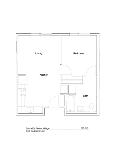 Floor Plan  One Bedroom One Bathroom at Santa Fe Senior Village