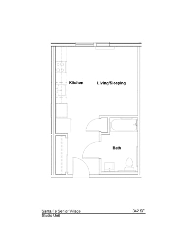 Floor Plan  Studio Bedroom One Bathroom at Santa Fe Senior Village