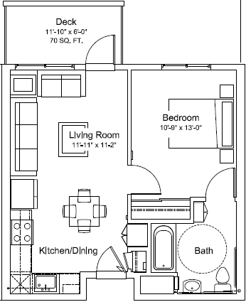 Floor Plan  Miraflores 1 bedroom 1 bathroom sample floorplan