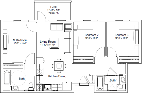Floor Plan  Miraflores 3 bedroom 2 bathroom sample floorplan