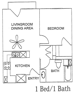 Floor Plan  1 Bedroom 1 Bathroom floor plan of Mission Village Senior Apartments