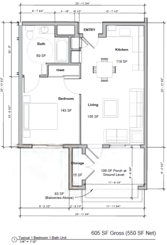 Floor Plan  Rialto Metrolink South 1 Bedroom Floor Plan